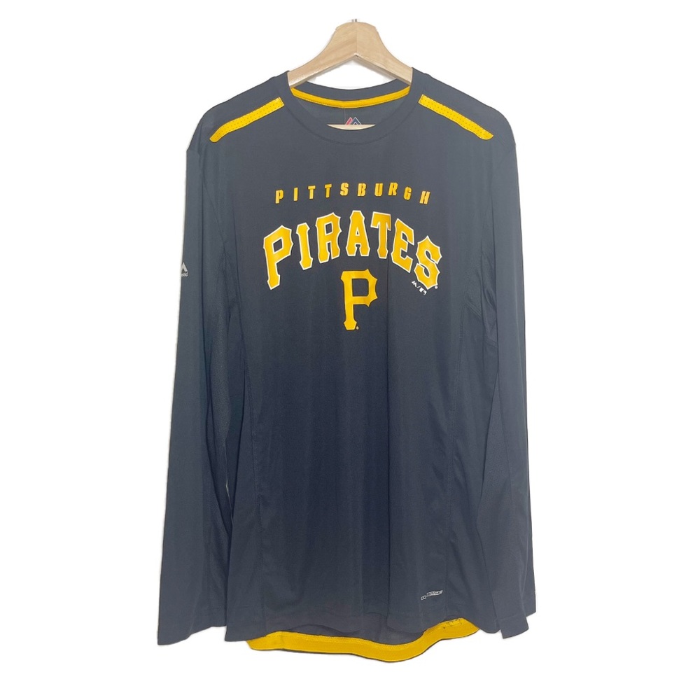NWT Majestic Pittsburgh Pirates Long Sleeve Tee Black Sz L